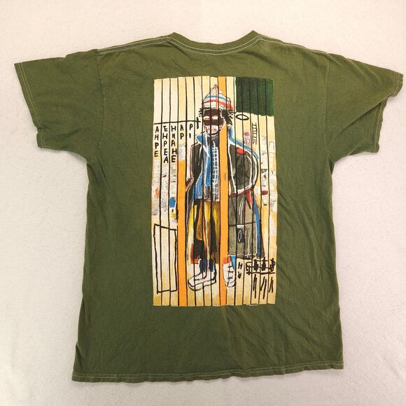 Jean Michel Basquiat Crew Neck Short Sleeve T-Shirt Mens Size Large L Green - Picture 9 of 9